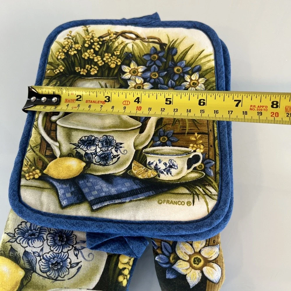 Kitchen Pot Holder  Oven Mitt‎ Set Vintage Franco Teapot